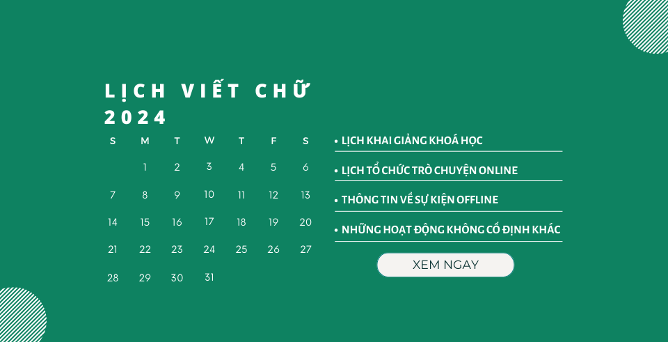 Lịch học 2024 | Ngày ngày viết chữ