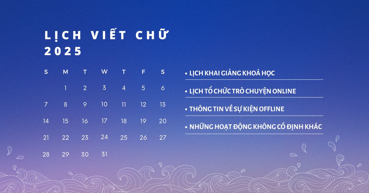 Lịch viết chữ 2025